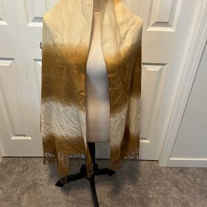 Pashmina 70% Cashmere 30% Silk Gold and Cream Ombre Scarf